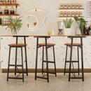 Bar Stool Set of 3 Counter Height Barstools with Back Armless Dining Chairs for Kitchen Island (Black & Walnut Brown)