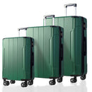 Luggage Sets 3 Piece, Hard shell ABS Lightweight Durable Suitcases with Double Spinner Wheels 20/24/28 Inch (Green)