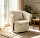 Mid Century Modern Accent Chair with Solid Wood Frame, Upholstered,Swivel Chairs with storage For Living Room Chairs with Waist Cushion, Reading Armchair for Bedroom Sunroom