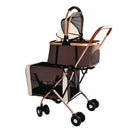 Double Pet Stroller for Dogs and Cats, Foldable Frame, 3-in-1 Convertible Carrier/Tote, Shockproof Wheels, Brake System, Fixed Safety Leashes for Small/Medium Pets in Multi-Pet Homes (Khaki)