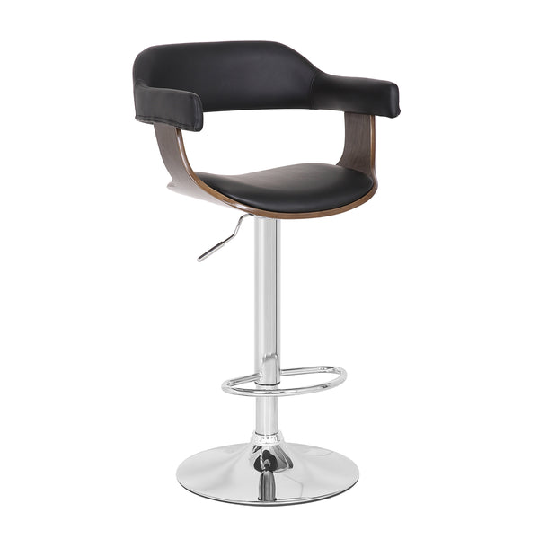 Contemporary Swivel Adjustable Barstool with Padded Armrests, Weathered Oak
