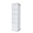 360° Rotating White Makeup Cabinet with Full-Length Mirror, Jewelry Storage, Coat Rack, 4 Open Shelves, 2 Built-In Shelves, MDF and Glass