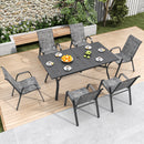 6-Piece Outdoor Dining Chairs Set, Wide Ergonomic Seat, 350 lbs Capacity per Chair, Waterproof & Rust-Resistant Teslin Fabric Metal Frame, Ideal for Patio, Garden, Banquet Hall & Commercial Use
