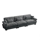 Modern Velvet Extra Large 3 Seat Sofa with Comfortable Cloud-Like Support, Grey