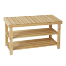 Hofitlead 27.5' Shoe Rack Solid Wood Shoe Bench, 3-Tier Shoe Organizer for Entryway Hallway(Light Brown)