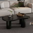 ON-TREND 44'' x 25.9'' Easy Assembly Cloud Coffee Table with 1.5'' Thick Tabletop, Cream Style Irregular End Table with 3 Sturdy Legs, Sleek Center Table with Round Edge for Living Room, Black