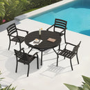 5 Pieces Outdoor Patio Dining Set, 4  Stackable Metal Dining Chairs and 40.6' Round Metal Dining Table, Outdoor Table and Chairs for Lawn Garden Backyard Deck