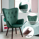 Velvet Accent Chair with Solid Wood Legs- Green