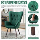 Velvet Accent Chair with Solid Wood Legs- Green