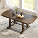 60'-78' Extendable Dining Table, Farmhouse Wooden Kitchen Table with Removable Leaf, Large Expanding Table for 4-8 (Brown)