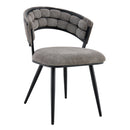 Set of 2 Gray Velvet Dining Chairs with Black Metal Legs, Modern Upholstered Accent Chairs for Dining Room & Kitchen