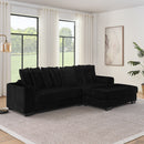 Corduroy Tufted Upholstered Sleeper Sectional Sofa, L-Shaped Modular Convertible Sofa , Can freely change the position of the footrests-Black(Assembly is required)