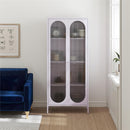 Luna Tall 2-Door Accent Cabinet with Fluted Glass