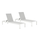 Outdoor Chaise Lounge Chair Set of 2, Aluminum Adjustable Outside Chair for Pool Patio Beach Yard, All Weather Use UV Resistant 400lbs Weight Capacity