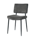 Modern Grey Dining Chair Set of 2, Fabric Upholstered with Black Metal Legs, Home and Bedroom Use