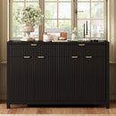 U_STYLE Modern 55.1'' Sideboard Buffet Cabinet with 2 Drawers & 4 Doors, Adjustable Shelves, Wave-Pattern Design, Aluminum Handles, Painted MDF, Scandinavian Storage for Dining Room, Living Room