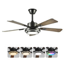 42' 5PCS  Plywood Blades Ceiling Fan with LED  Light 3000-6500K Dimmable,Quiet DC Motor  Ceiling Fans 6 Speed Levels,Reversible Ceiling Fan,for Patio Living Room, Bedroom, Office,Indoor.(Matte Black)