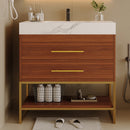 29.9' Modern Free-standing Bathroom Vanity with Sintered Stone Top Ceramic Undermount Sink  & Bottom Shelf for Small Bathrooms, Apartment