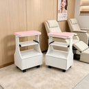 Set of 2, Portable Pedicure Foot Rest with Wheels, Pedicure Stool, Trolley for Foot Bath, Spa Cart, Nail Stand, Manicure Furniture for Beauty Salon or Nail Tech Spa