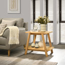 Metz Mid-Century Modern Wood Shelf End Table, Natural Oak Finish