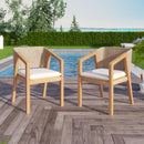 Set of 2 Light Teak Acacia Wood Dining Chairs - Patio Style