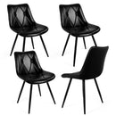 Faux Leather Upholstered Dining Chair Set of 4 with Metal Legs, Thick Foam Cushion & Ergonomic Backrest BLACK