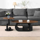 Luxury Nesting Coffee Table Set of 2,  Tables with Storage for Living Room, Oval and Round Table Set, Black Center Table, Cocktail Table, Side Table,  Large 47.24'', Small 19.69''