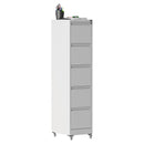 Heavy Duty 5 Drawer Metal Vertical File Cabinet with Lock and Wheels for Home Office, White, 17.72'D x 14.96'W x 64.21'H