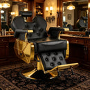 Upgrated Hydraulic Reclining Barber Chair, Vintage Hair Salon Chair Hair Stylist, Hydraulic All Purpose for Barbershop, Classic Tattoo Massage Beauty Spa Salon Equipment Black Gold