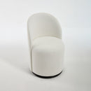 Mid Century Modern Velvet Barrel Chair, 360 Degree Swivel Armless Dining Chair in Cream, Metal and Wood Frame with High-Density Sponge Cushion