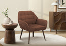 Accent Chair, 29'h, Upholstered, Living Room, Rust Fabric, Walnut Metal Legs, Contemporary, Modern
