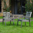 HDPE outdoor terrace dining chair set, low maintenance - for gardens, backyards, and decks - grey (vertical backrest)