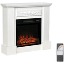 32' Electric Fireplace with Mantel, Freestanding Heater with LED Log Flame, Overheat Protection and Remote Control, 1400W, White
