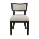 Farmhouse Style Fabric Upholstered Side Dining Chair Set with Rubberwood Frame in Beige