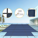 High-Strength Blue Mesh Pool Safety Cover for 16x32 ft Inground Winter Swimming Pools with Center End Step