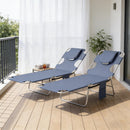 Outdoor 2 Tanning Chairs,Adjustable Back Chaise Lounge Chairs,Folding Lounge Chairs