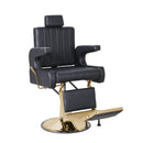 Reclining Barber Chair 450 lb Capacity, Hydraulic Salon Chair with Adjustable Headrest & 360° Swivel, Heavy Duty Styling Chair for Barbershop, Hair Salon, Spa & Home (Black & Gold)