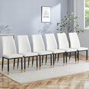 Modern Dining Chairs Set of 6, White PU Leather Upholstered Chairs with High Back and Chrome Metal Legs, Contemporary Kitchen Chairs for Dining Room or Breakfast Area White ,set of 6)