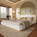 Elegant Upholstered Bed With Solid Wood Frame, Unlocking A New Experience Of Comfortable Sleeping, Queen, White