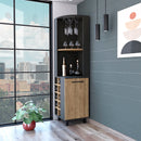 Hamden 10-Bottle 1-Shelf Bar Cabinet Black Wengue and Pine