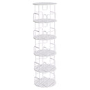 Rotating Bookshelf Tower 5 Tier Spinning Bookcase 360 Degree Revolving Storage Shelf White MDF+Iron Narrow Tall Bookcase