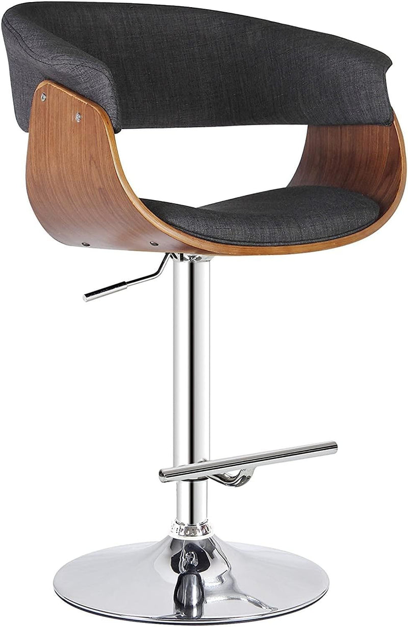 Weathered Oak Modern Swivel-Adjustable Barstool with Armrests