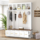 U-Can Entryway Hall Tree with Coat Hooks, Shoe Bench & Drawer Storage Cabinet