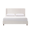 Harper Tall Headboard Upholstered Bed 54' High Headboard Elegant Simplicity Cream White Chenille King