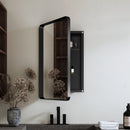 20x30 Inch Recessed Black Metal Framed Medicine Cabinet with Mirror and Adjustable Shelves Black Wall Mirror with Storage for Bathroom
