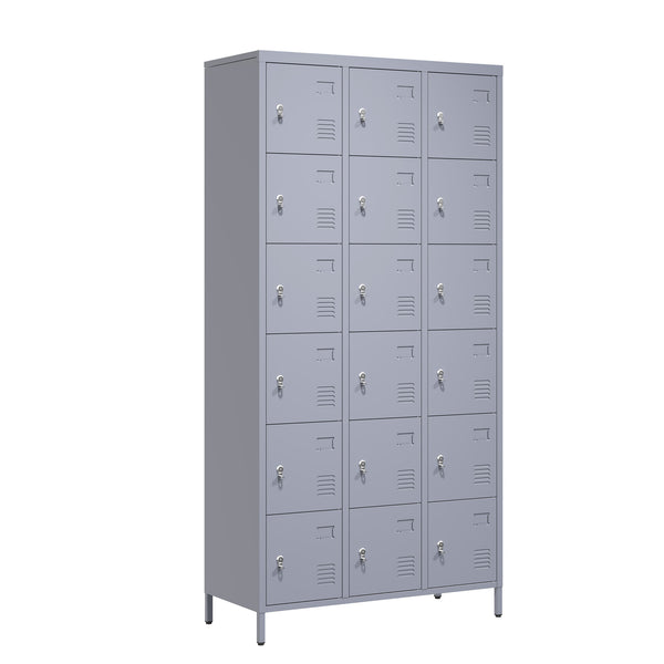 18 Door 72'H Metal Lockers With Lock for Employees,Storage Locker Cabinet for Home Gym Office School Garage,Easy Assembly,Gray