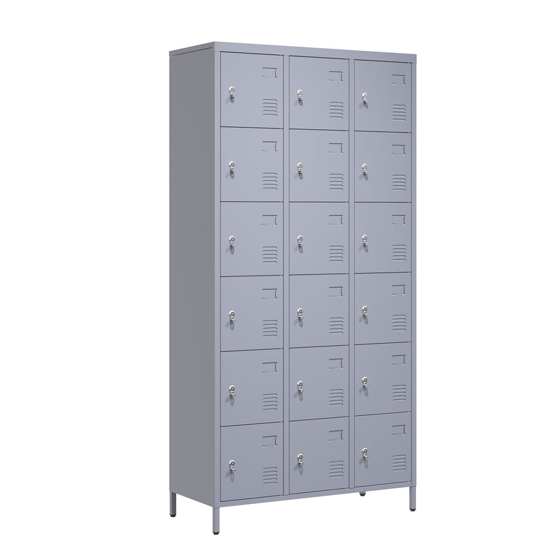 18 Door 72'H Metal Lockers With Lock for Employees,Storage Locker Cabinet for Home Gym Office School Garage,Easy Assembly,Gray