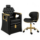 Pedicure Station for Nail Tech No Plumbing Pedicure Chair with Massage Pedicure Tub,Black Gold
