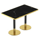 47.24'Tulip Dining Table, Sintered Stone Tabletop with Luxury Faux Marble Print, Stainless Steel Bracket Base, Scratch & Wear Resistant, Waterproof Surface,  Suitable for use in formatted restaurants.