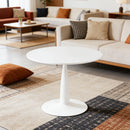 Round Tulip Dining Table for 2-4 Persons, 42. Inch  Kitchen Table with Sturdy Golden Metal Pedestal Base, Modern Bistro Table for Space, Apartment, Cafe, Office, Living Room (White)